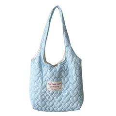 UAKISS  -  2024 Sweet Y2k Aesthetic Heart Women's Handbags High-capacity Fashion Girls Quilted Underarm Bag New Casual Chic Preppy