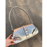 UAKISS  -    Vintage Solid Y2k Bags Women 2024 New High Street Harajuku Sliver Shoulder Bags Ladies Retro Luxury Designer Handbag