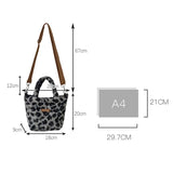 UAKISS  -  Autumn Winter Fashion Plush Leopard Print Handbag Canvas Shoulder Bag Adjustable Crossbody Bags With Zipper