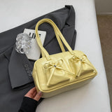 UAKISS  -  Bow Design Small Double Pockets Shoulder Bags for Women 2024 New Fashion Trend Designer Yellow Underarm Bag Female Handbags