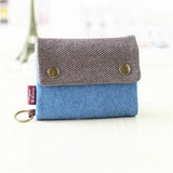 UAKISS  -  Retro Floral Solid Color Card Coin Purse Short Canvas Durable Small Aesthetic Coin Purse Card Wallet Portable Travel Wallet