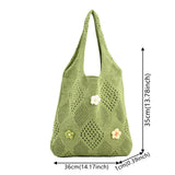 UAKISS  - Cute Large Capacity Tote Handbag Trendy Wool Flower Shoulder Bag for Teenage Girls Fashion Student Top-handle Bag