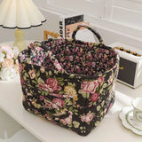 UAKISS  -  Sweet Floral Women's Bento Handbags Retro Patchwork Ladies Tote Shoulder Bags Retro Flower Female Storage Shopper Bag Purse