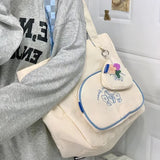 UAKISS  -  Tote Bags for Women Fashion Y2k Aesthetic Flower Embroidery Underarm Bag Japanese Chic Sweet Casual Streetwear Shoulder Handbags