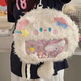 Uakiss Cat Shoulder Bag for Women Plush Sweet Fashion Y2k Small Backpack Japanese Style Transparent Casual Lolita Female Ita Bag