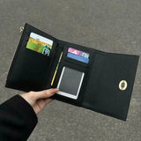 UAKISS  -  Turn Retro Wallets for Women Black Litchi Pattern Short Folding Wallets Korean Style Luxury Designer Bags Trend 2024