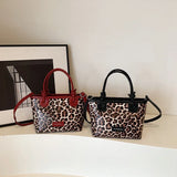 UAKISS  -  Small PU Leather Leopard Tote Bag for Women 2024 Trend New Fashion Y2K Handbags Lady Travel Shoulder Crossbody Bags