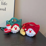 UAKISS  -  Cartoon Hand-woven Crossbody Bag Women Mobile Phone Bag Santa Claus Knit Small Messenger Bags Coin Purse Card Holder Kawai