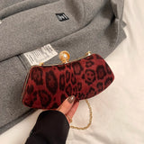 UAKISS  -  Pu Leather Chain Crossbody Bags for Women 2024 Y2K Korean Fashion Handbags Small Luxury Party Leopard Shoulder Bag