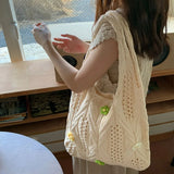 UAKISS  -  Hollow Knitted Handbags New Woven Large Capacity Beach Purses Handle Shoulder Bag Shopping