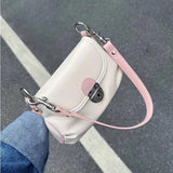 UAKISS  -  White Elegant Womens Shoulder Bag Korean Fashion Gentle Contrast Color Leather Handbag Exquisite Daily Ladies Armpit Bag