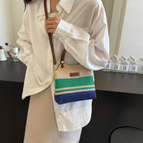 UAKISS  -  Small Striped Straw Tote Bags for Women 2024 Korean Fashion Summer Shoulder Bags Handbags Weave Beach Crossbody Bag