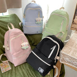 UAKISS  -   Cool Girl Boy Nylon School Bag Women Solid Color Laptop College Backpack Female Leisure Travel Book Bag Ladies Men Fashion