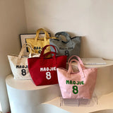 UAKISS  -  Big Canvas Tote Bags For Women Letter Prints Pure Color Large Capacity Shoulder Shopper Totes 2024 Casual Street Fashion Handbag