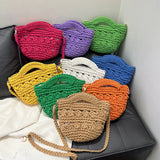 UAKISS  - Handmade Woven Shoulder Bag For Women 8 Colors Knitting Handbag Small Tote Ladies Spring Summer Shopper Purse Travel Bag Beach