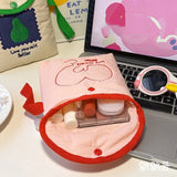 UAKISS  -  1 Piece Cute Korean Fashion Cosmetic Bag for Student Kawaii Cartoon Fruit Sanitary Pad Large Capacity Earphone Lipstick Bag