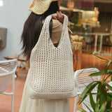 UAKISS  -  Knitted Hollow Shoulder Bag Underarm Bag Large Capacity Crochet Women's Shopping Totes Casual Beach Commuting Bag