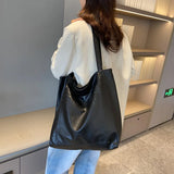 UAKISS  -  Big PU Leather Shoulder Bags for Women 2024 Winter Y2K Designer Ladies Tote Bag Females Luxury Vintage Handbags