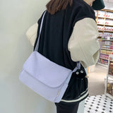 UAKISS  -  Simple Solid Color Women Shoulder Bag Cute Schoolbags For Teenage Girls Flip Nylon Travel Crossbody Bags Student Messenger Bags