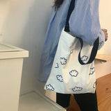 UAKISS  -  Simple Kawaii Sweet Cloud Women's Handbags Fashion Preppy Students Korean Tote Bag Canvas All Match Vintage Y2k Shoulder Bags