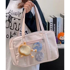 Uakiss Sweet Girl Tote Bags Trend Lolita JK Uniform Lace Shoulder Ita Bag Harajuku Casual Nylon Students Commute Bolso Mujer