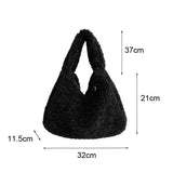 UAKISS  -  Winter Fashion Daily Women's Plush Handbag Autumn Winter Hand Bag Solid Color Simple Casual Tote Lamb Wool Purse