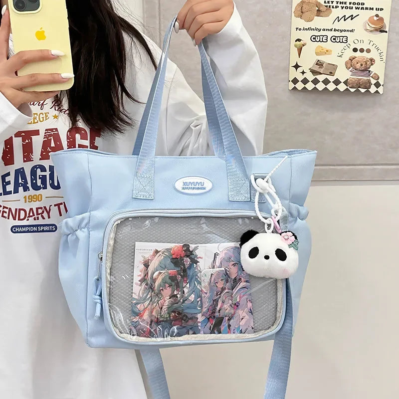 Uakiss Casual Nylon Women Ita Bags Harajuku Aesthetic DIY Anime Badge Crossbody Shoulder Bag Female Subculture Tote Bolso Mujer